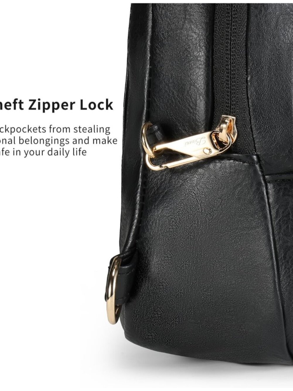 Women's Black Anti Theft Small Sling Zipper Lock Vegan Leather Crossbody Bag - Picture 4 of 7